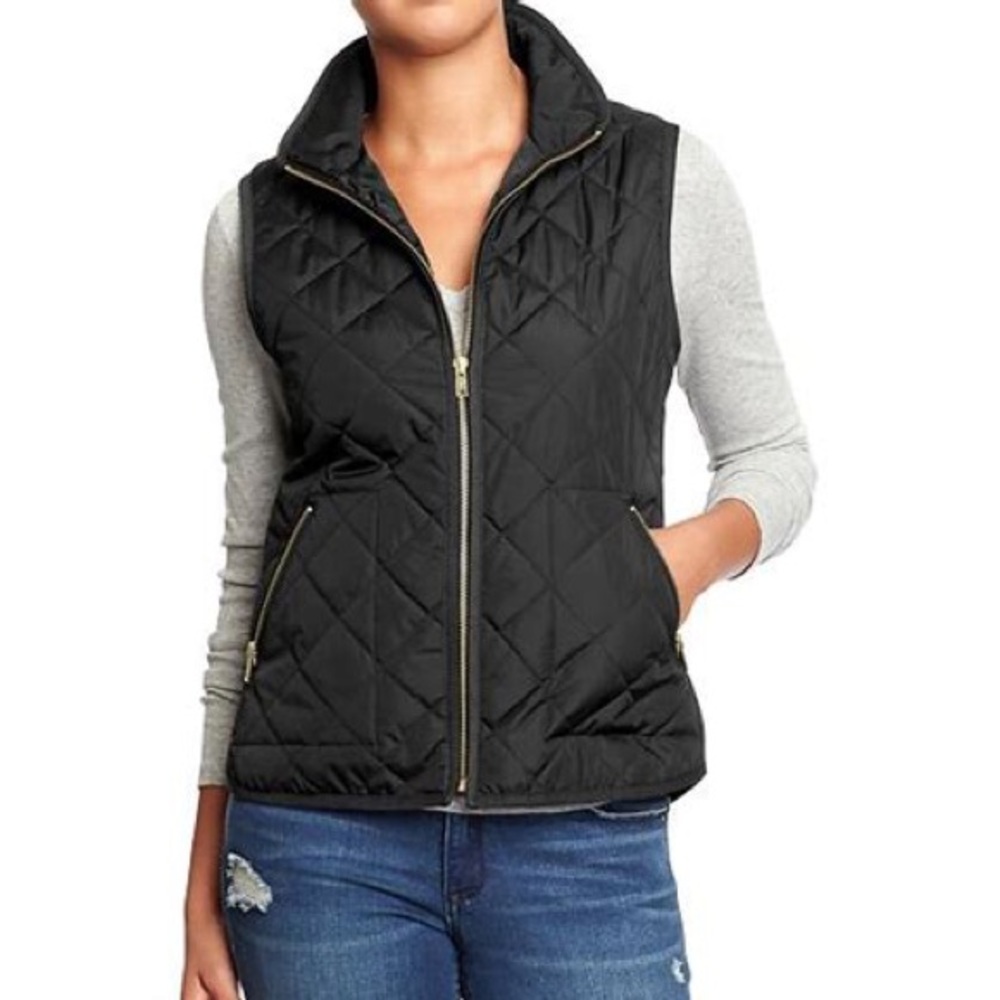 Old Navy Large Quilted Black Puffer Vest